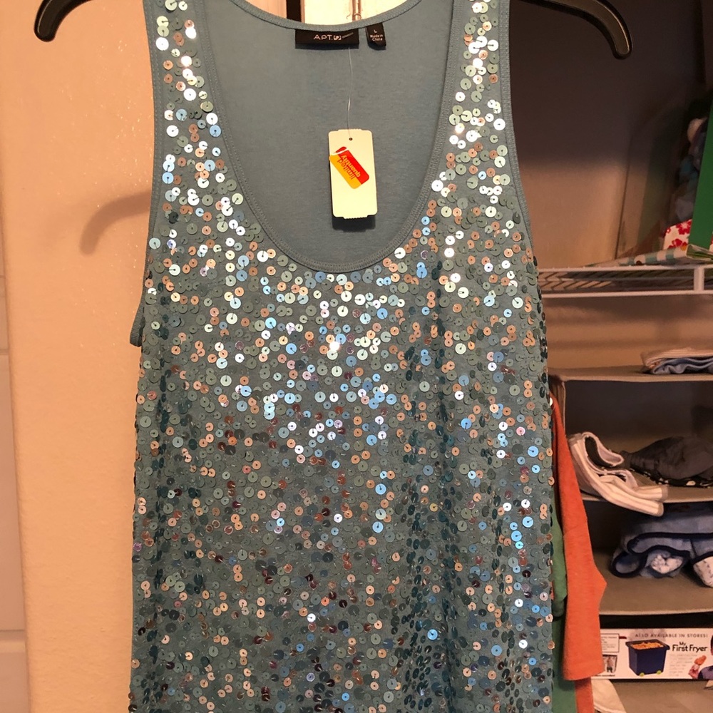 Teal sequin tank
